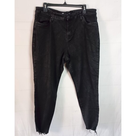 KUT From The Kloth Donna High Rise Black Raw Hem Stretch Skinny Jeans 16W - Picture 1 of 4